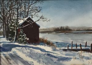 Joan McPherson, Barn In Winter, Waercolor, 18x22, $450