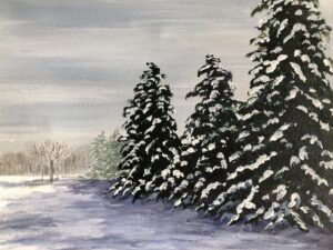 Kristine Schiavi, First Snow, Acrylic, 11x14, $300