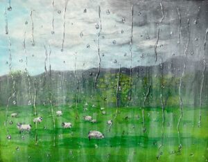 EileenClark,Sheep Don't Mind The Rain Acrylic, 11x14, $280
