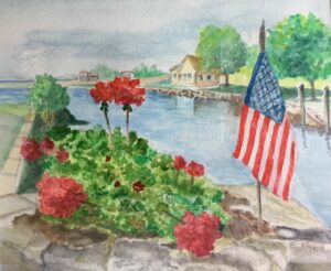 Elizabeth Shea, Indian River, Watercolor,13x13, $250