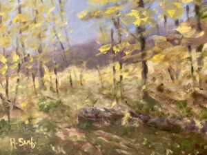 Rosemary Serfilippi, Golden Trees, Oil, 9x12, $175