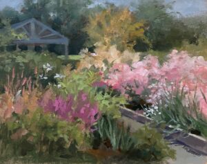 Sharon Morgio, Summer Garden At The Flo, Oil, 10x8, $350