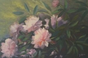 Jeanne O'Brien, Pink Peonies, Oil, 12x18. $575