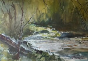 Richard Raicik, Rambling Brook, Watercolor, 19x26, $550