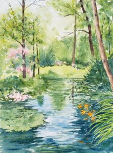 CoraPreibis, Monet Garden, Watercolor, 11x15, $300