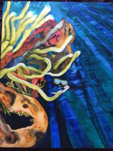 Dee Mozzochi, Deep Dive,16x20, Watercolor On Canvas, $375