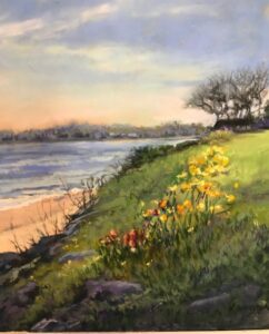 Karen Wiesner, Early Spring, Shoreline View, Pastel, 9 X 12, $325