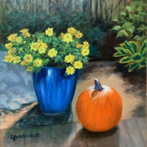 Lorraine Yurkewicz, Pumpkin And Marigolds, Oil, 12x12, $425