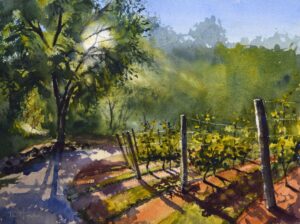 Paul Loescher, A Vineyard Evening, Watercolor,19x24, $650