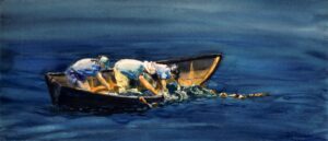Paul Loescher, Netting, Watercolor, 18x31, $800