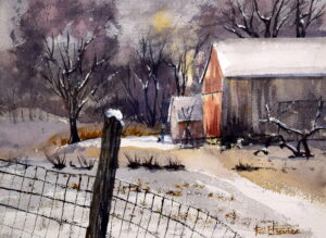 Paul Loescher, Winter At Rettich Farm, Watercolor, 17x21, $450