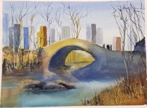 Richard Raicik, Central Park, Watercolor, 18x22, $550