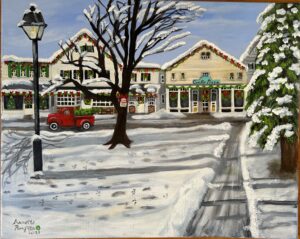 Annette Pompano, Guilford Center In The Winter, Acrylic, 16x20, $250