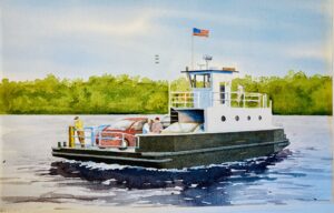 Brucde Lighty The Chester Ferry Watercolor 19 X 24 $325
