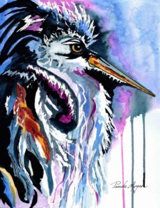 Pamela Morgan, Blue Heron, Watercolor, 14 X11, $750