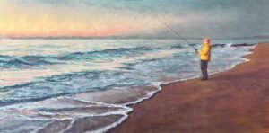 Susan Winkel, Hoping For A Keeper, Pastel, 7x14, $350