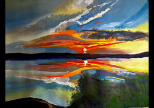 James Anderson, Sunset Over Great Island, Gouache, 22x30, $525