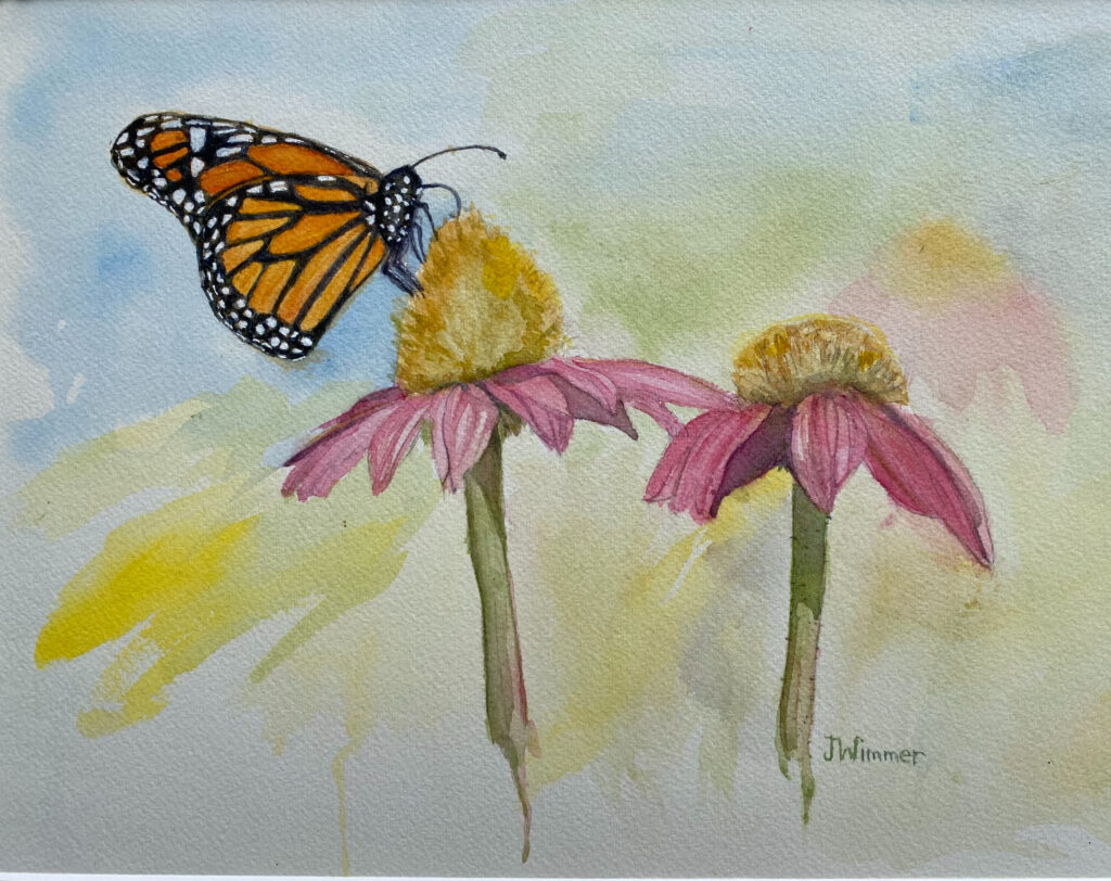 Jeanette Wimmer, Pollinator Ll, Watercolor. $150