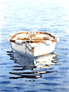 Cora Preibis, Boat In Still Water, Watercolor, 11x15, $350