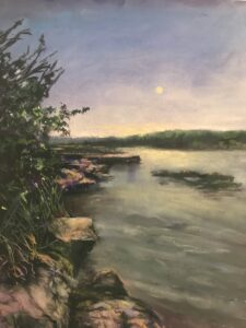 Karen Wiesner, Moonlit Shore, Pastel. 12 X 16. $425