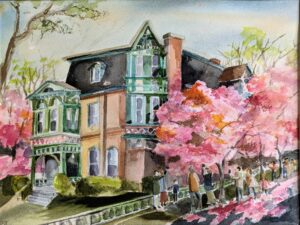 Darlene James Cherry Blossom Time Watercolor 11x14 3001