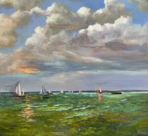 Randie Kahrl Sunday Sail In The Keys Oil 28” X 30” $895
