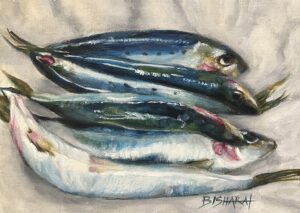 Dawn Bisharat Mediterrean Sardines Acrylic 6x8 295