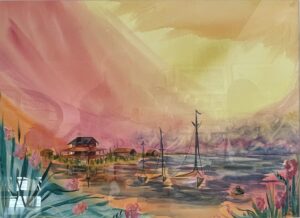 B Joan Hickey, Safe Harbor , Water Color/guache, 29”x21”