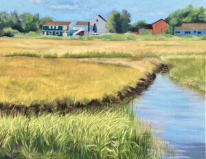 Janet Veenema Sunlit Guilford Marsh Acrylic 22x28 1200