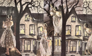 Night Dancers Juliet Sharrock Collage 17x 12. $250