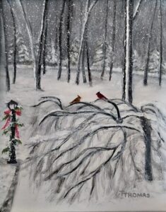 Terry Thomas Winter Cardinals Oil 8x10 NFS