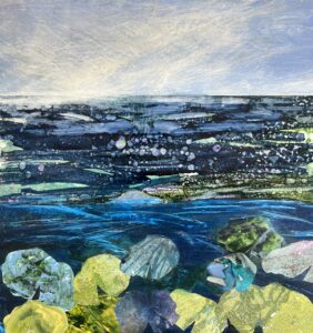 Tide Rushing In, Acrylic/Collage Handmade Paper, 12x12, $250.00