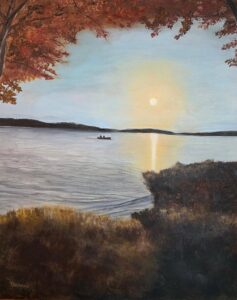 Terry Thomas Autumn Lake Sunset Oil 16x20 700