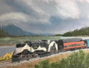 Barbara Segen Gould A Train In Cow Country 8.5 X 11 Pastel 125