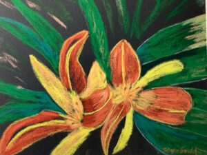 Barbara Segen Gould Day Lilies 8x10 Pastel 125