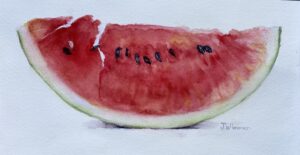 Jeanette Wimmer Water Melon Splash Watercolor 7x12 150