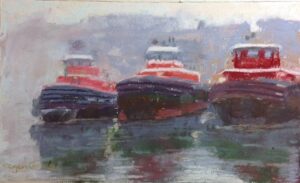Barbara Segen Gould Harbor Guardians 6x9 Pastel 200