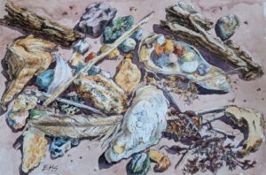 Elizabeth Hundt Scott Beach Treasures Watercolor 6.5x10 300